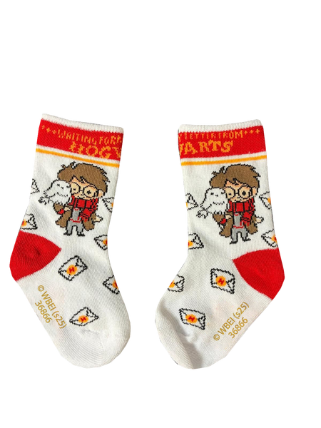 Licensed Harry Potter Chibli Baby(6-12 months) and kids(3-5.5) crew socks, white and coloured