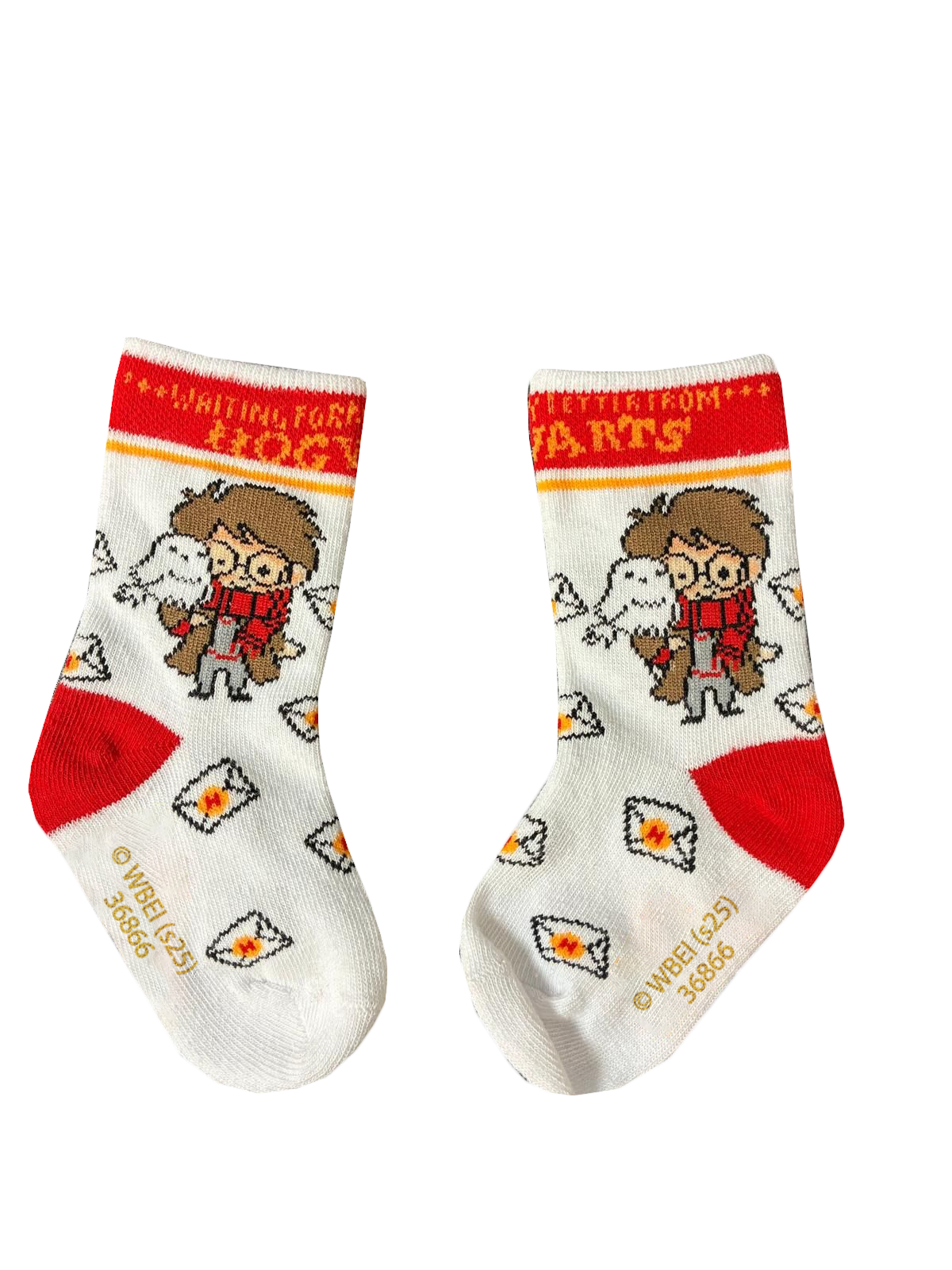 Licensed Harry Potter Chibli Baby(6-12 months) and kids(3-5.5) crew socks, white and coloured