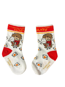 Licensed Harry Potter Chibli Baby(6-12 months) and kids(3-5.5) crew socks, white and coloured