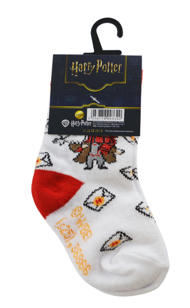 Licensed Harry Potter Chibli Baby(6-12 months) and kids(3-5.5) crew socks, white and coloured