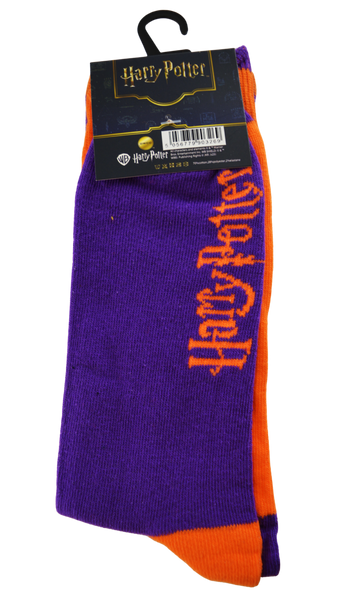 Licensed Harry Potter Weasleys Mens Crew Socks, Colour One Sock oranange, one in purple, Size 6-11 (39-46 Euro) Odd Sock Design
