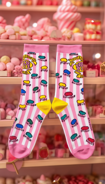 Licensed Harry Potter Bertie Botts Ladies Crew Socks, Pink Colour, Size 4-7 (36-41 Euro), Flavoured Beans