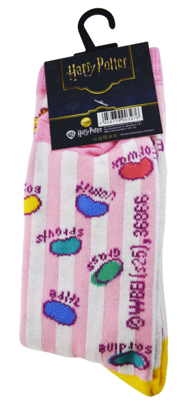 Licensed Harry Potter Bertie Botts Ladies Crew Socks, Pink Colour, Size 4-7 (36-41 Euro), Flavoured Beans