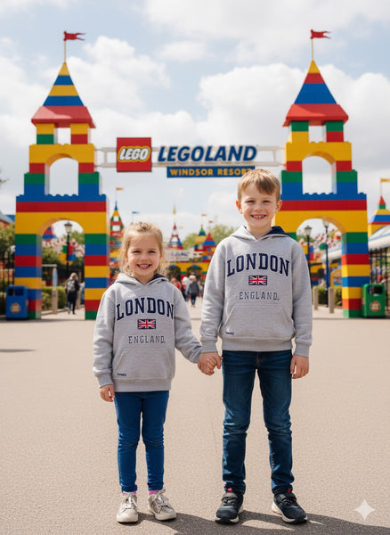 London England Kids Hoodie Hooded Sweatshirt Grey Colour (LE129K)