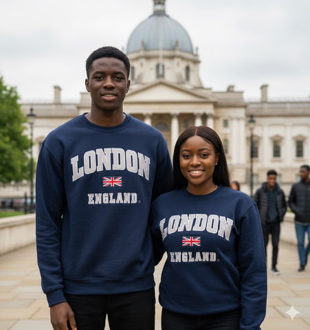 LE201NG Unisex London England Sweatshirt Navy Grey XS-4XL