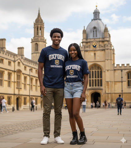 Unisex Oxford University Applique Embroidered T Shirt Navy - British Heritage Brands