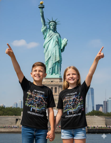Licensed TFL104KB Kids Unisex London Undergound Map Print T Shirt Black