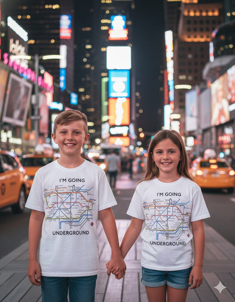 Licensed TFL104Kw Kids Unisex London Undergound Map Print T Shirt White