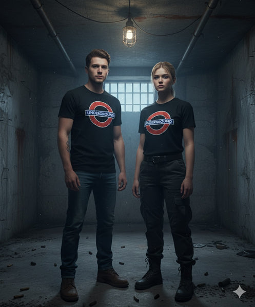 Licensed TFL101UND Unisex London Undergound T Shirt Black