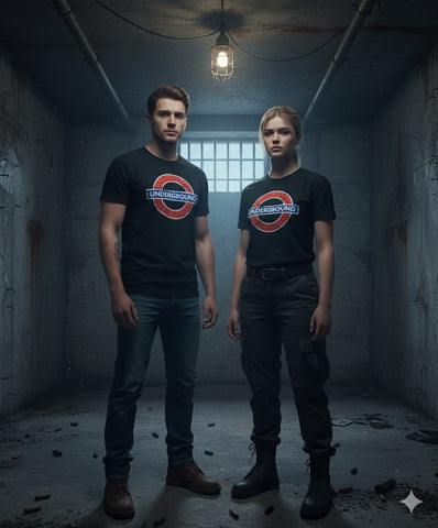 Licensed TFL101UND Unisex London Undergound T Shirt Black