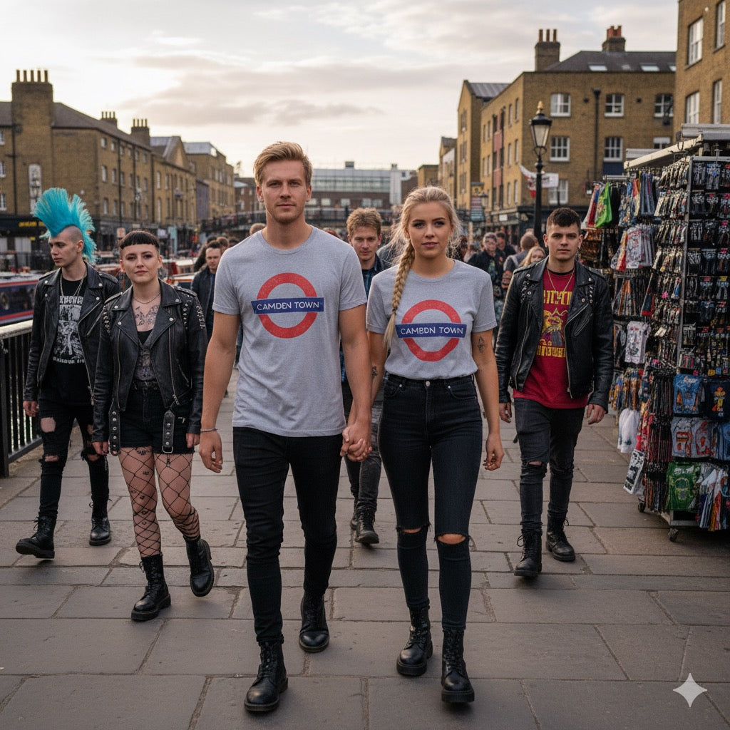 Licensed TFL101CT Unisex London Undergound Camden Town T Shirt Grey