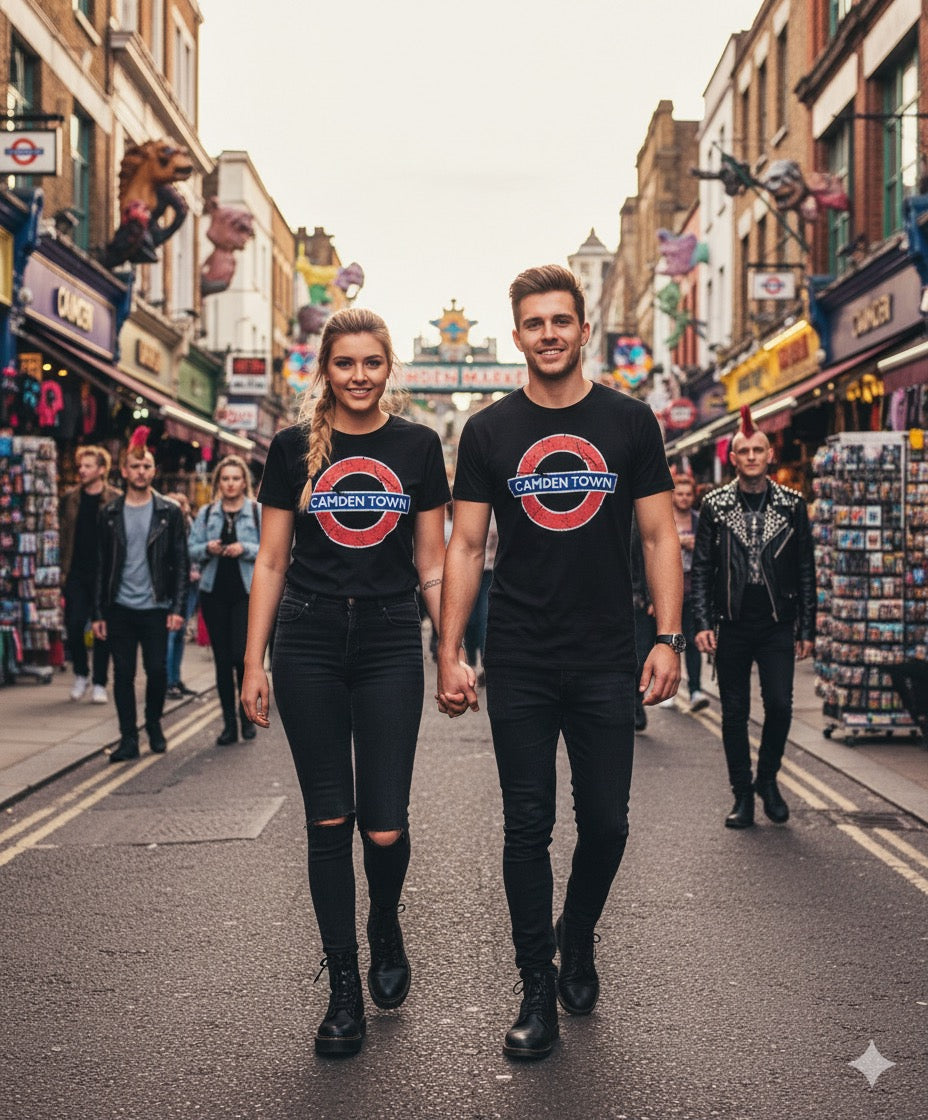 Licensed TFL101CT Unisex London Undergound Camden Town T Shirt Black