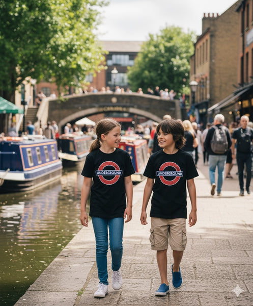 Licensed TFL101KUND Kids Unisex London Undergound T Shirt Black - British Heritage Brands