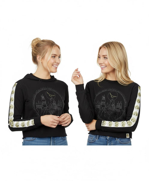 Harry Potter Ladies/Girls Licensed Hogwarts Sweatshirt Crop top with Diamante