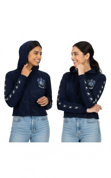 Harry Potter Licensed Ladies/Girls Ravenclaw House Cropped Hoodie Sweatshirt