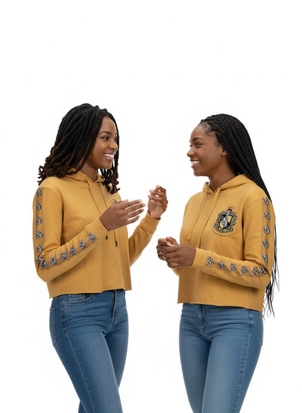 Harry Potter Licensed Ladies/Girls Hufflepuff House Cropped Hoodie Sweat Yellow