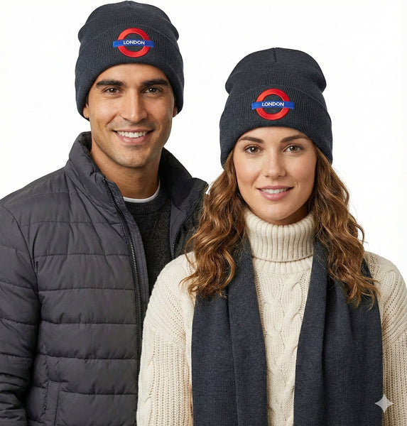 Licensed London Underground 'London' Beanie Ski Hat 3D Raised Embroidery Famous Roundel