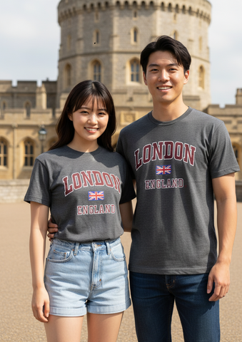 LE105CM Unisex London england Applique Embroidery T Shirt