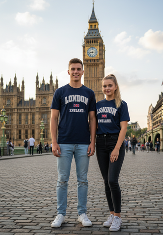 LE105NG Unisex London England Applique Embroidery T Shirt