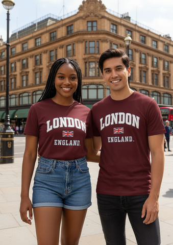 LE105MOW Unisex London england Applique Embroidery T Shirt