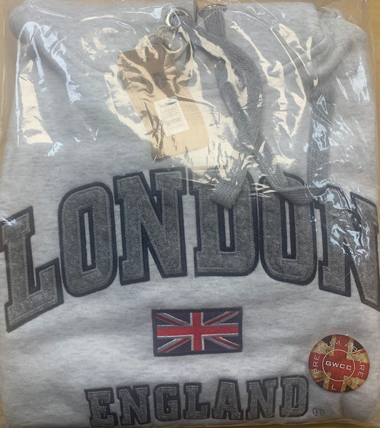 LE129 Unisex London England Applique Embroidery Ash Grey Colour XS to 4XL