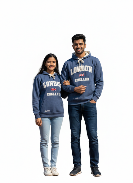 Unisex London England Hoodie Hooded Sweatshirt Denim Blue New 2026 Colour