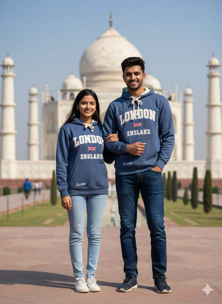 Unisex London England Hoodie Hooded Sweatshirt Denim Blue New 2026 Colour