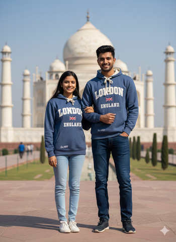 Unisex London England Hoodie Hooded Sweatshirt Denim Blue New 2026 Colour