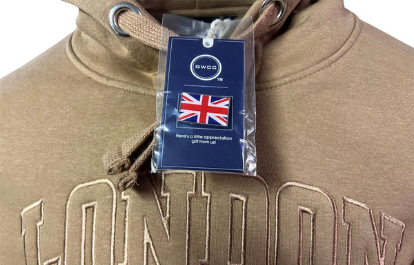 Free Union Jack Pin Badge Unisex London England Sweatshirt Desert Storm