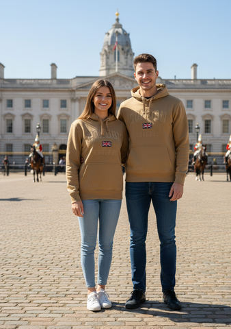 Free Union Jack Pin Badge Unisex London England Sweatshirt Desert Storm