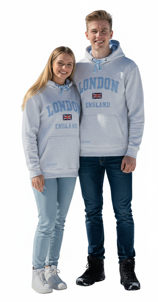 LE129PW Free Union Jack Pin Badge Unisex London England Sweatshirt Colour Polar White
