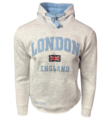 LE129PW Free Union Jack Pin Badge Unisex London England Sweatshirt Colour Polar White