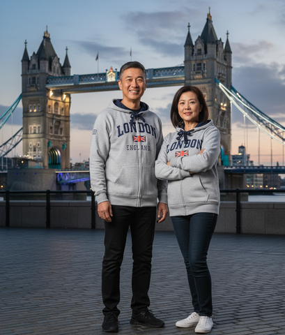 LE129ZGN Unisex London England Zipped Hoodie Hooded Sweatshirt Grey Navy XS-2XL