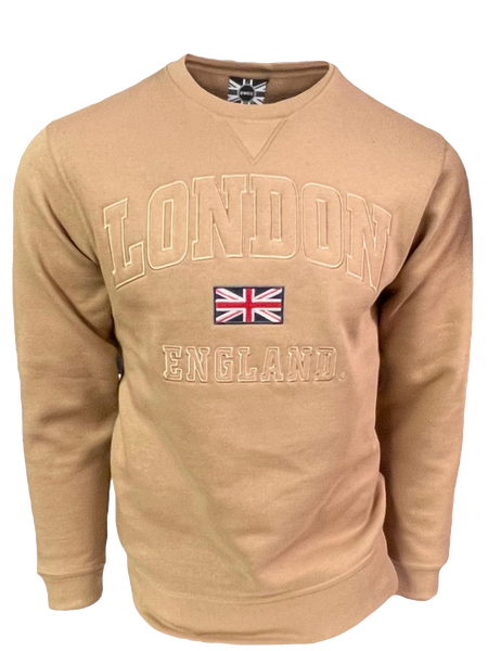 Free Union Jack Pin Badge Unisex London England Sweatshirt Desert Storm XS to 4XL