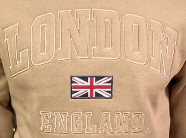 Free Union Jack Pin Badge Unisex London England Sweatshirt Desert Storm