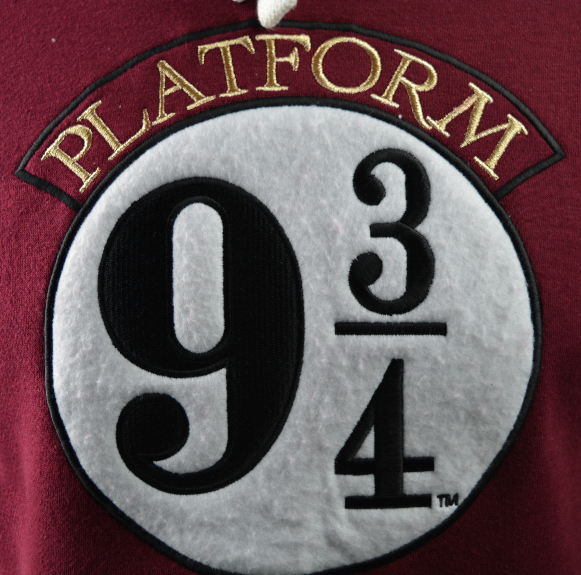 Licensed Unisex Harry Potter Platform 9 3 4 Applique Embroidery with sleeve print Hoodie Hooded Sweatshirt