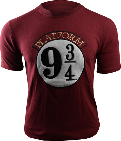 Licensed Unisex Harry Potter Platform 9 3/4 Applique Embroidery with sleeve print t-shirt