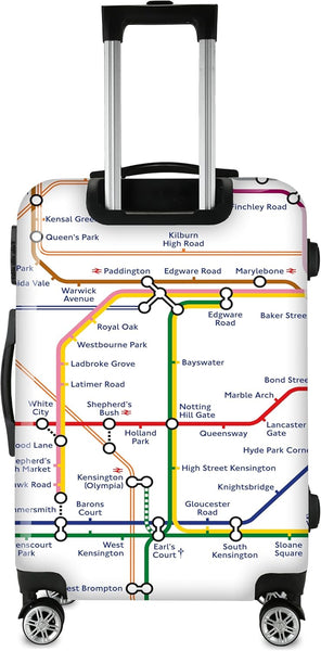 GWCC Licensed London Underground, 3 Piece Suitcase Set 20 inches(Cabin Size), 24,28 inches Tube map Print, ABS + PC Shell, TSA Locks, 360 Wheels Locks, UG Zip Holder, Blue Lining, Zipped Luggage
