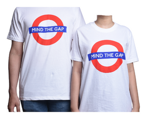 Licensed Unisex London Underground 'Mind The Gap' roundel t-shirt Colour White Sizes XS to 4XL