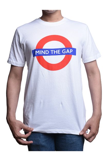 Licensed Unisex London Underground 'Mind The Gap' roundel t-shirt Colour White Sizes XS to 4XL