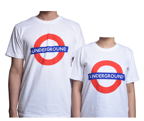 Licensed Unisex London Underground Famous Roundel t-shirt, colour optic white, sizes XS to 4XL