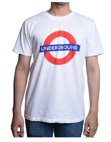 Licensed Unisex London Underground Famous Roundel t-shirt, colour optic white, sizes XS to 4XL