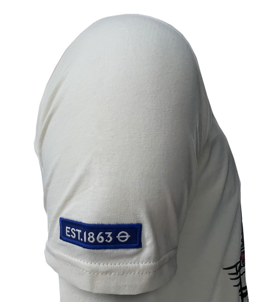 London Underground Sketch Embroidered T-Shirt, Off White, Unisex, Cotton, Long Sleeve, Crew Neck, Licensed Merchandise - British Heritage Brands