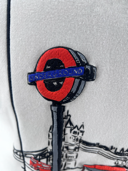 London Underground Unisex Embroidered Sketch Design Sweatshirt, Off White, XS to 4XL, Licensed - British Heritage Brands