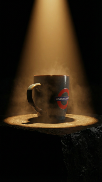 Licensed London Underground Ceramic Mug, Blue, Reactive Glaze Finish, Raised Roundel Crest, Unique Artisan Stoneware - British Heritage Brands