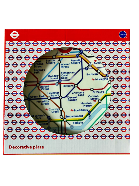 London Underground printed Tube Map Decorative porcelian Plate, Round, Licensed, 12cm and 20cm, hang and with stand - British Heritage Brands