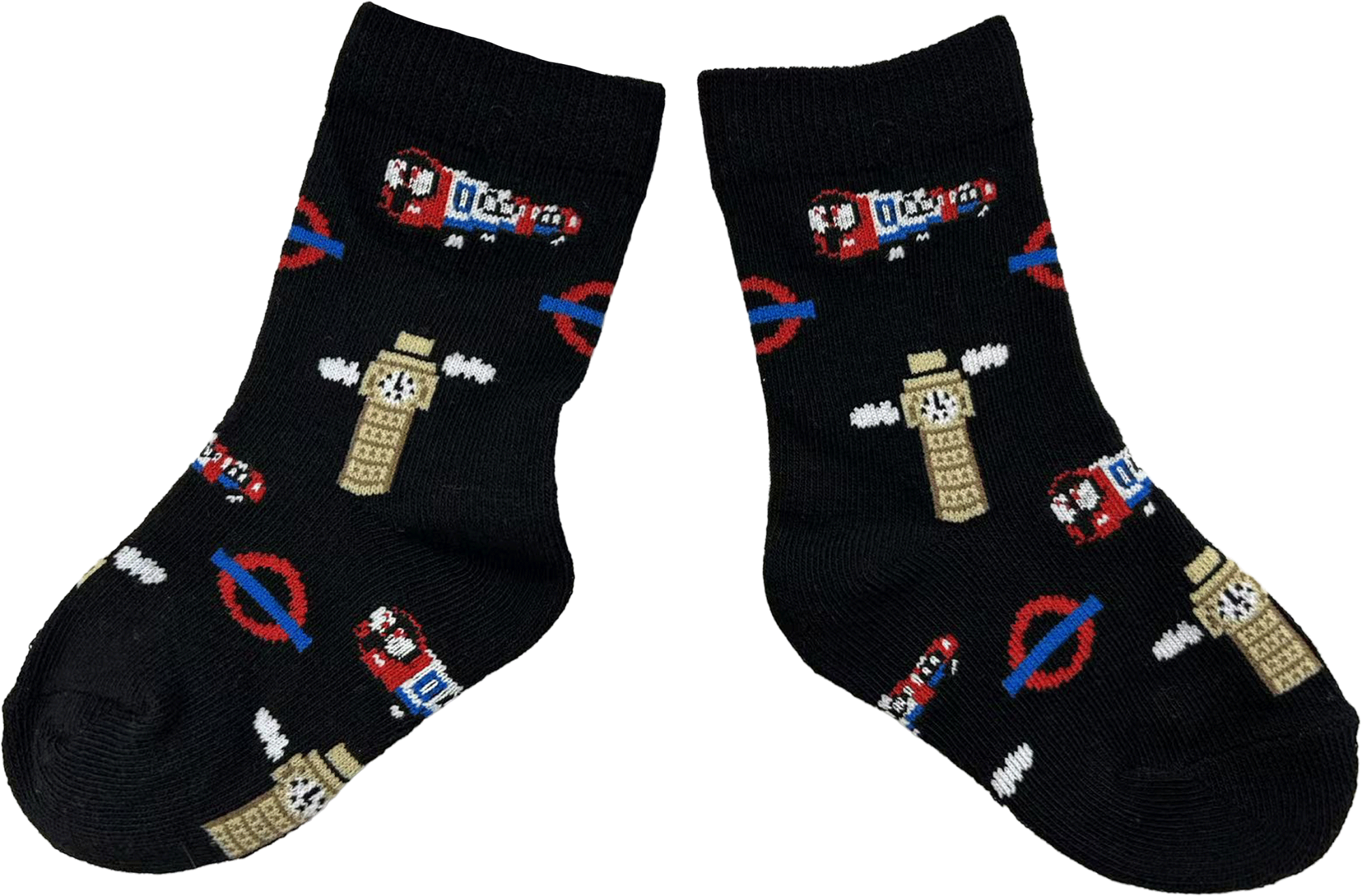 GWCC Licensed London Underground Baby(6-12 Months) and Kids(3-5.5) Socks with train, big ben Black Colour