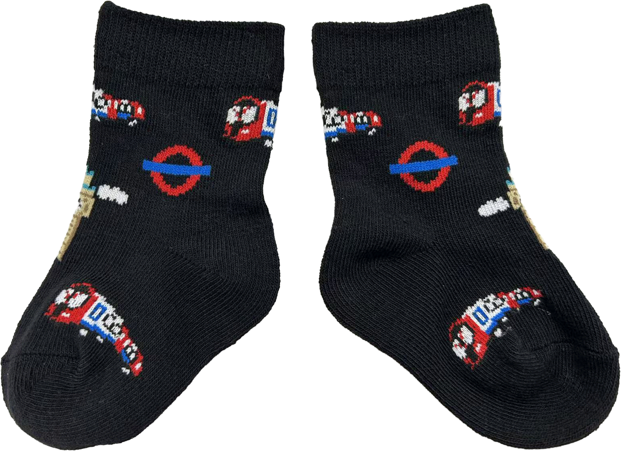 GWCC Licensed London Underground Baby(6-12 Months) and Kids(3-5.5) Socks with train, big ben Black Colour