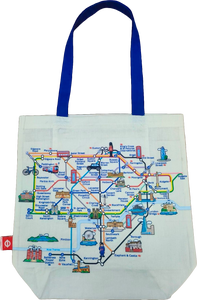 GWCC Licensed Official London Underground tote bag with tube map print London Icons back print Mind the Gap Roundel