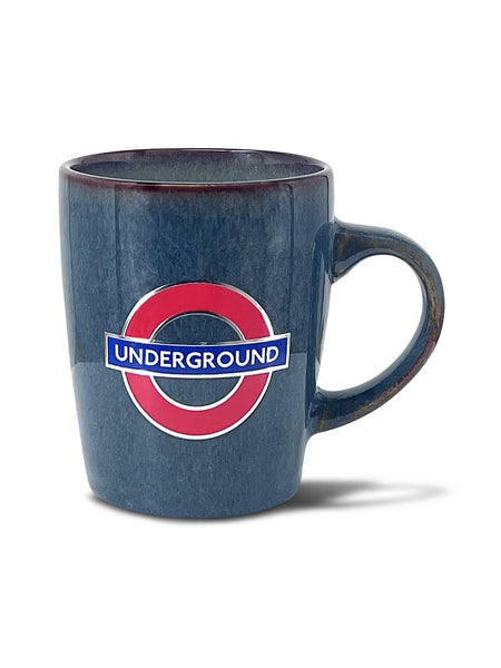 Licensed London Underground Ceramic Mug, Blue, Reactive Glaze Finish, Raised Roundel Crest, Unique Artisan Stoneware - British Heritage Brands